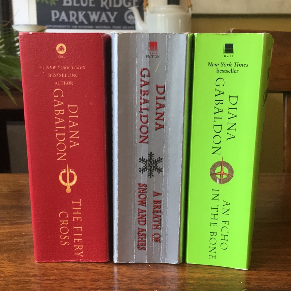 3 Diana Gabaldon paperback books: Fiery Cross, Breath Snow Ashes, Echo Bone
